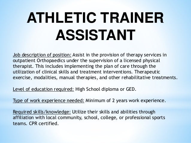 who will hire me athletic trainers job description
