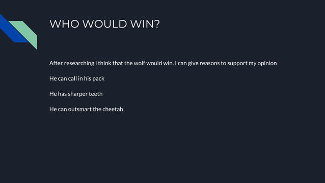 Who would win cheetah vs. wolf | PPT