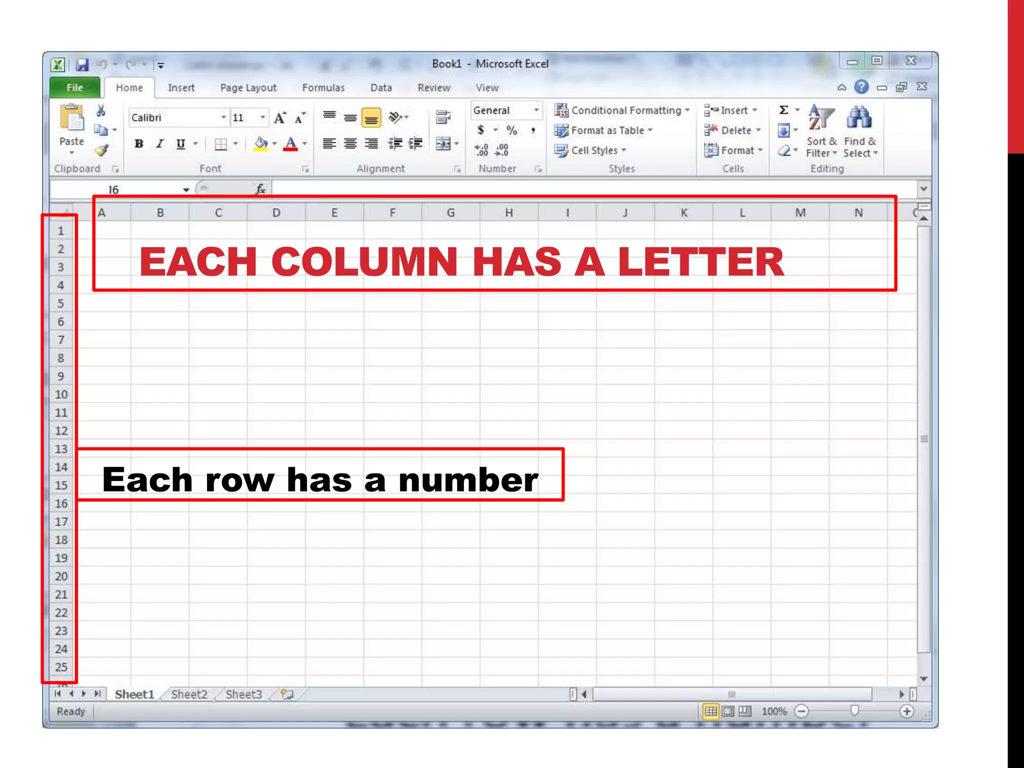 EACH COLUMN HAS A LETTER




Each row has a number
 