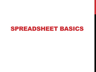 SPREADSHEET BASICS
 