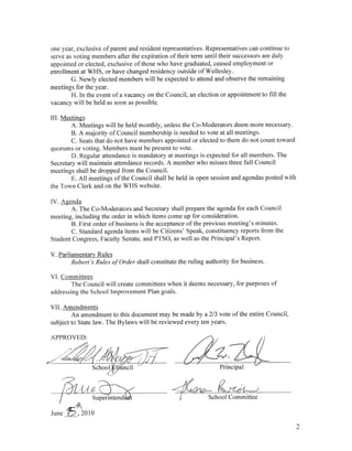 WHS School Council Bylaws 