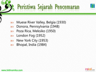 www.tridinamika.com
 Muese River Valley, Belgia (1930)
 Donora, Pennsylvania (1948)
 Poza Rica, Meksiko (1950)
 London Fog (1952)
 New York City (1953)
 Bhopal, India (1984)
11
 