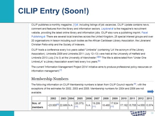 CILIP Entry (Soon!) 
Planned update to CILIP article 
58 
 