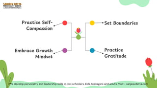 Embrace Growth
Mindset
Practice Self-
Compassion
Set Boundaries
Practice
Gratitude
We develop personality and leadership skills in pre-schoolers, kids, teenagers and adults. Visit - sanjeevdatta.com
 