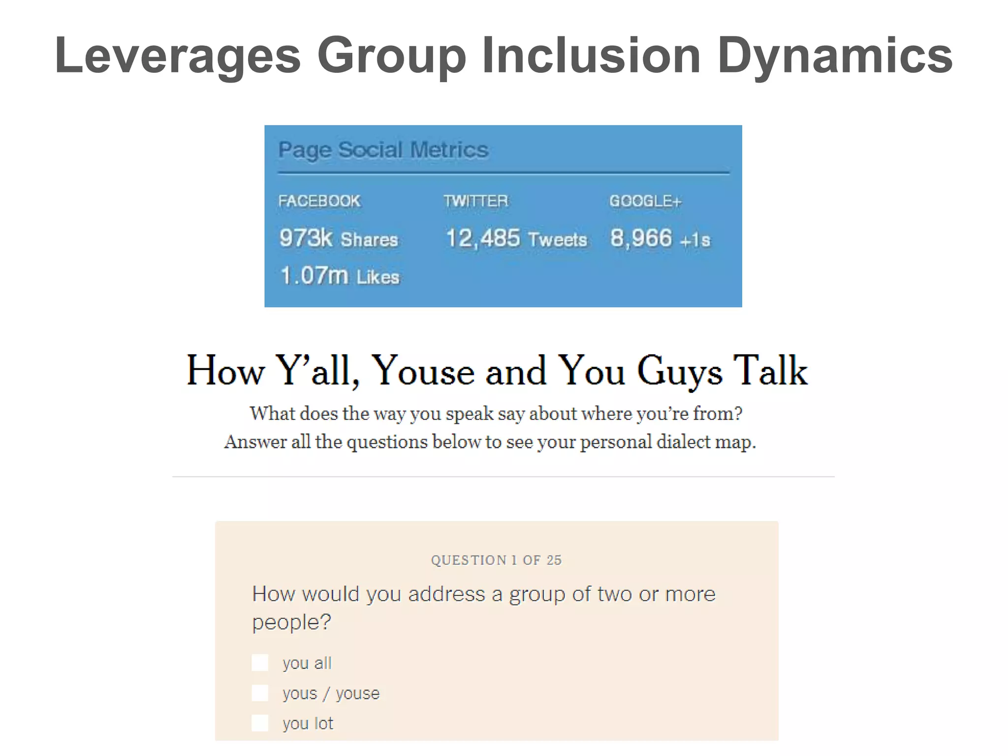 Leverages Group Inclusion Dynamics
 