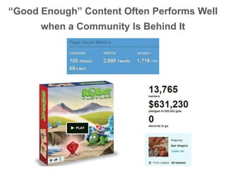 “Good Enough” Content Often Performs Well
when a Community Is Behind It
 