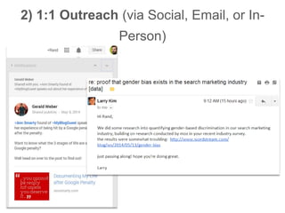 2) 1:1 Outreach (via Social, Email, or In-
Person)
 