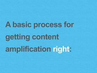 A basic process for
getting content
amplification right:
 