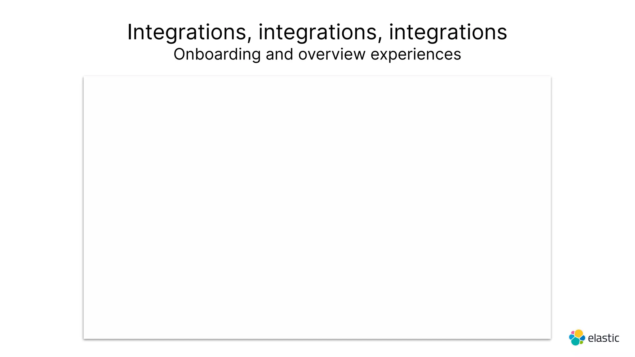 Integrations, integrations, integrations
Onboarding and overview experiences
 