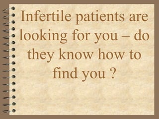 Infertile patients are looking for you – do they know how to find you ? 
