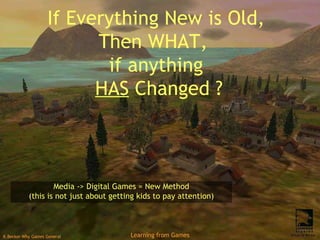 If Everything New is Old, Then WHAT,  if anything   HAS  Changed ? Media -> Digital Games = New Method (this is not just about getting kids to pay attention) 