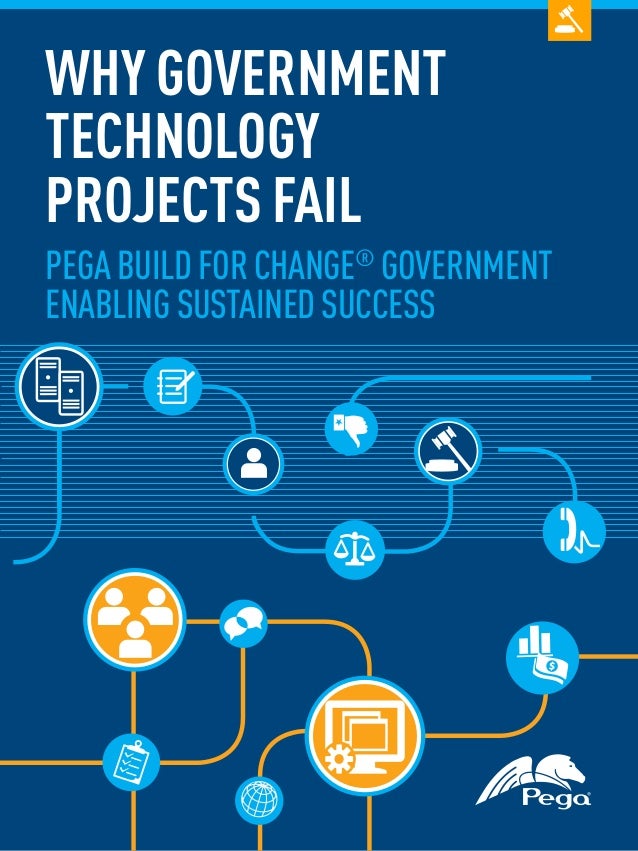 WHY GOVERNMENT
TECHNOLOGY
PROJECTS FAIL
PEGA BUILD FOR CHANGE®
GOVERNMENT
ENABLING SUSTAINED SUCCESS
 