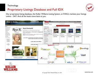Technology Proprietary Listings Database and Full IDX Our proprietary listing database, the Keller Williams Listing System, or KWLS, markets your listings online – 24/7. And all the leads come back to you. 