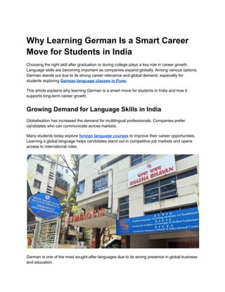 Why Learning German Is a Smart Career Move for Students in India | PDF