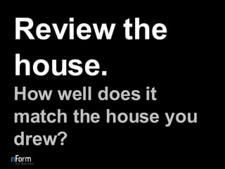 Review the house. How well does it match the house you drew? 
