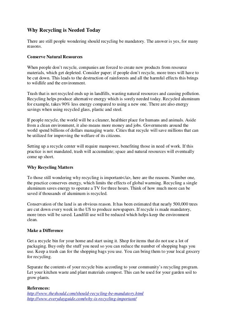 Why Recycling is Needed