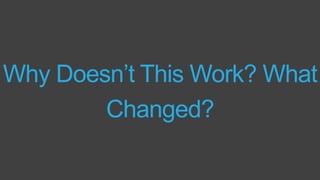 Why Doesn’t This Work? What
Changed?
 