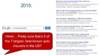 2015:
Hmm… Pretty sure that’s 5 of
the 7 largest, best-known auto
insurers in the US?
 