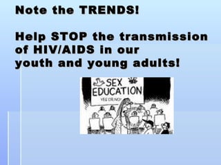 Note the TRENDS!    Help STOP the transmission of HIV/AIDS in our  youth and young adults! 