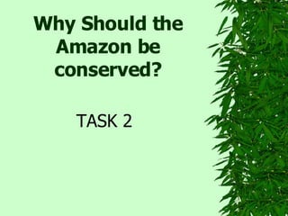 Why Should the Amazon be conserved? TASK 2 