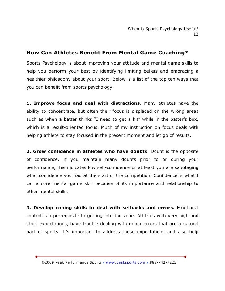 Sports psychology essay