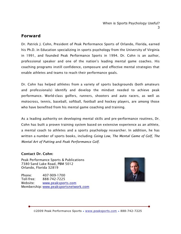 why sports psychology sports psychology programs