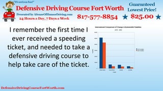 I remember the first time I
ever received a speeding
ticket, and needed to take a
defensive driving course to
help take care of the ticket.
 