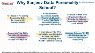 Why Sanjeev Datta Personality
School?
5+ Years as Miss India
Organisation Expert
Panelist for National
Pageants as Persona...