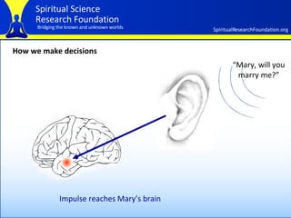 How we make decisions “ Mary, will you marry me?” Impulse reaches Mary’s brain 