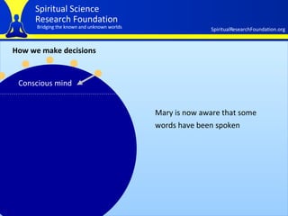 How we make decisions Conscious mind Mary is now aware that some words have been spoken   