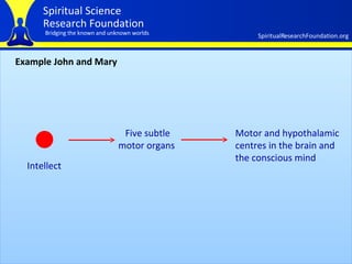 Example John and Mary Intellect Five subtle motor organs   Motor and hypothalamic centres in the brain and the conscious mind  