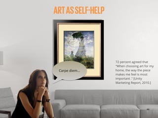 ‹#›
ARTASSELF-HELP
Carpe	
  diem…
44
72 percent agreed that
“When choosing art for my
home, the way the piece
makes me fee...