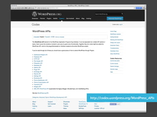 http://codex.wordpress.org/WordPress_APIs
 