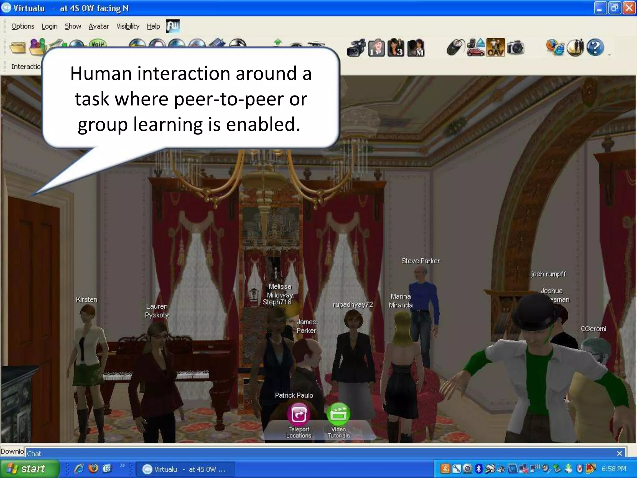 Human interaction around a task where peer-to-peer or group learning is enabled. 