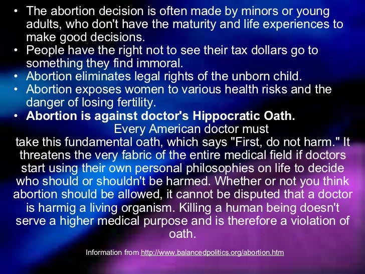Abortions Should Not Be Made On Immoral