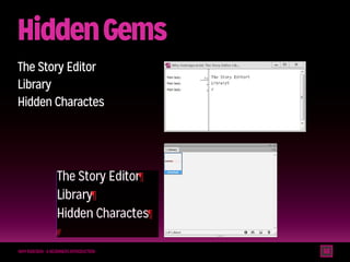 Hidden Gems
The Story Editor
Library
Hidden Charactes

Why Indesign - A beginners Introduction

 