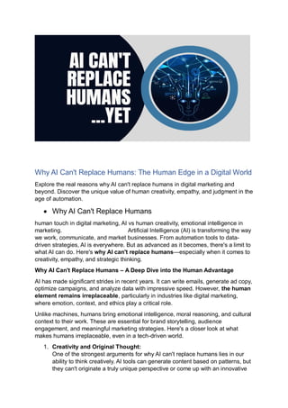 Why AI Can't Replace Humans: The Human Edge i…