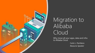 Carlo L. Pantilano
Resource Speaker
Migration to
Alibaba
Cloud
Why move all your apps, data and infra
to Alibaba Cloud
 