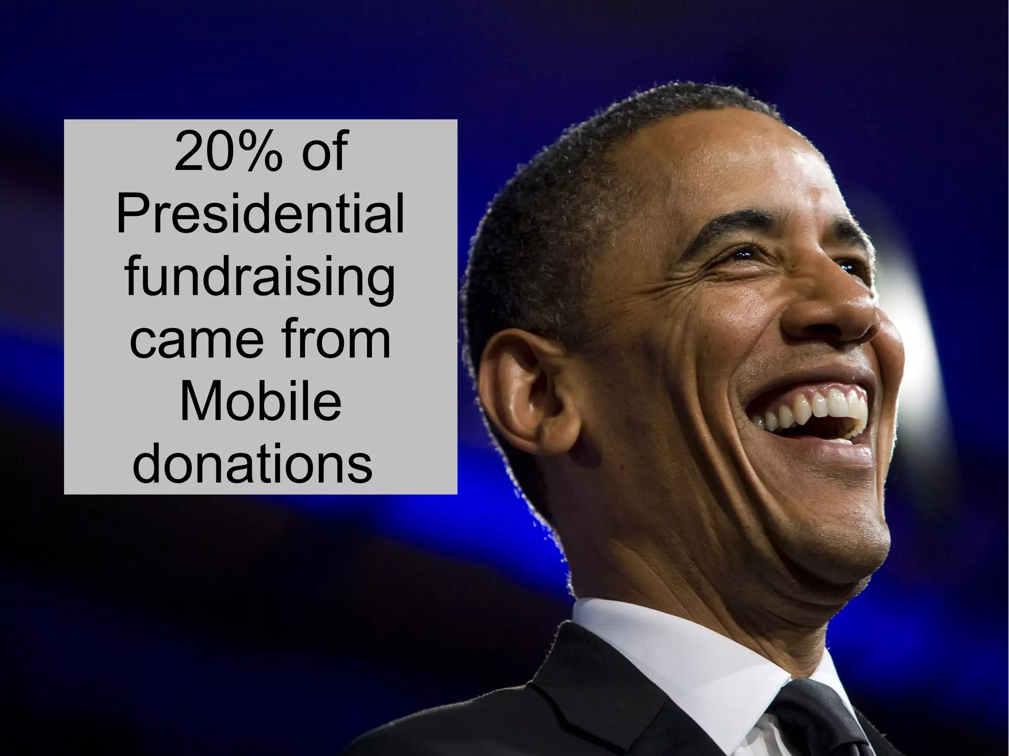 20% of
Presidential
fundraising
came from
   Mobile
 donations
 