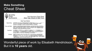 Wonderful piece of work by Elisabeth Hendrickson.
But it is 10 years old.
Make Something
Cheat Sheet
 