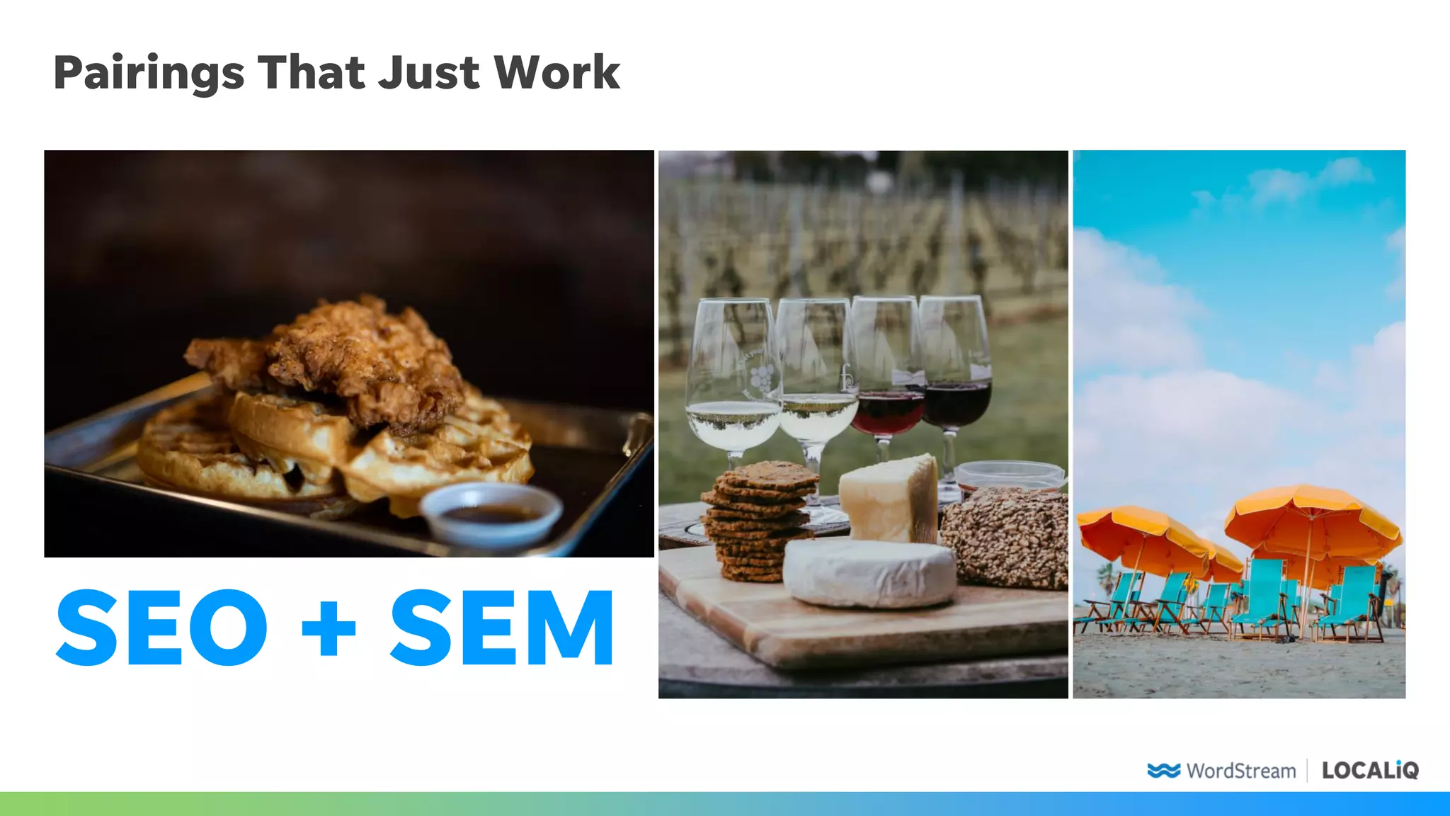 Pairings That Just Work
SEO + SEM
 