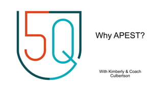 Why APEST?
With Kimberly & Coach
Culbertson
 