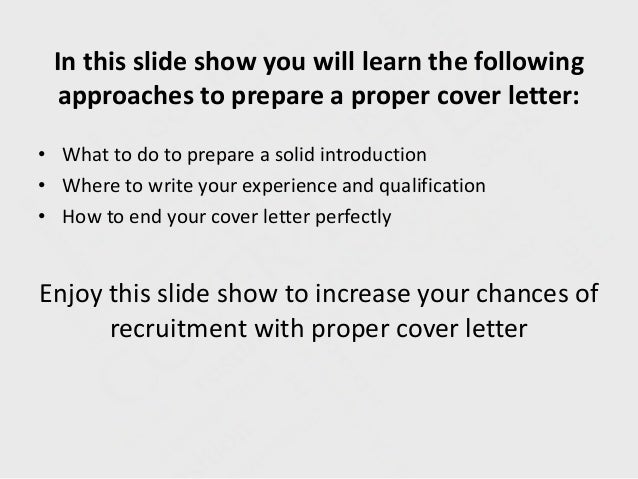 proper cover letter