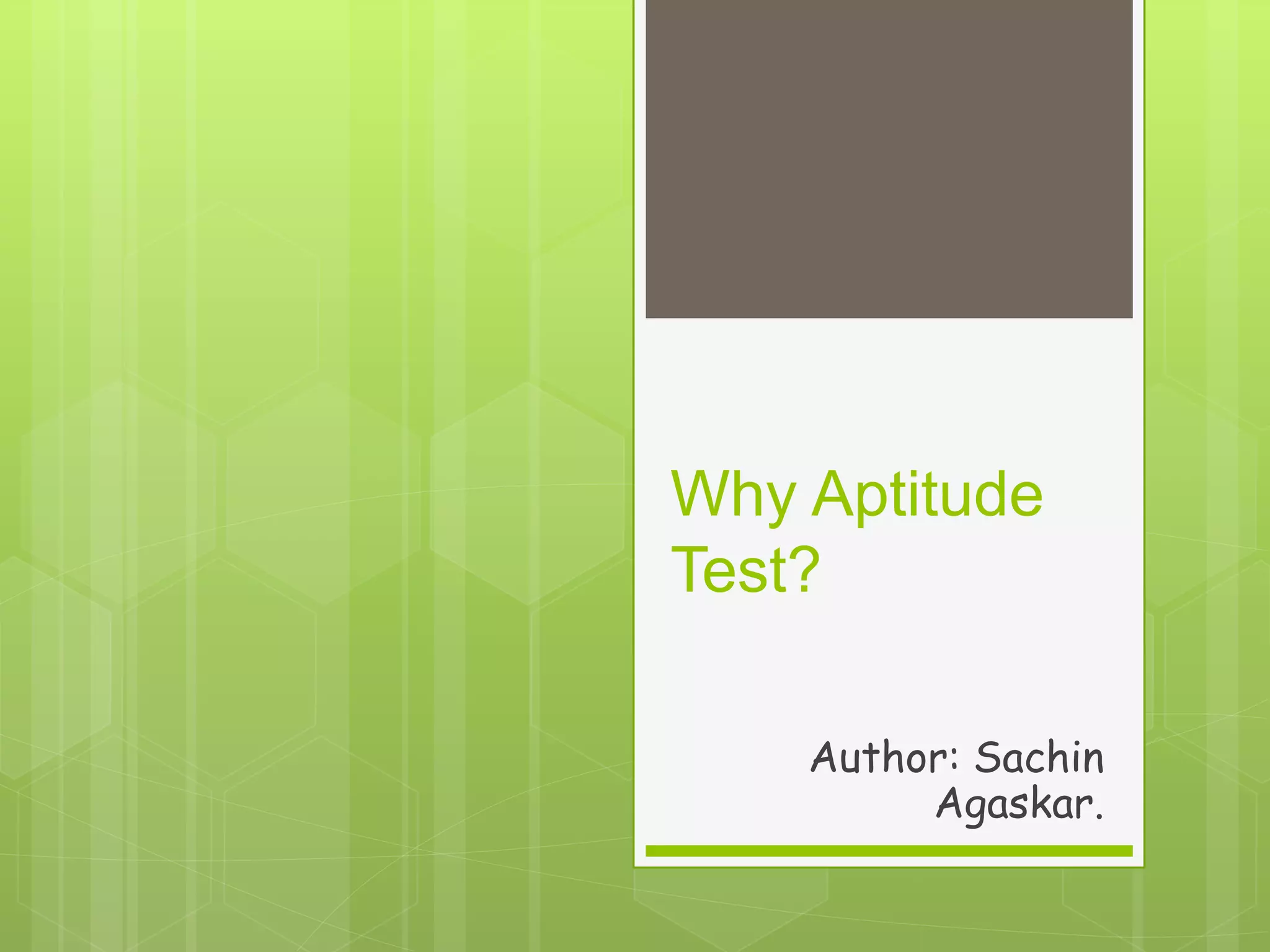 Why aptitude test PPT