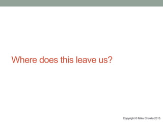 Where does this leave us?
Copyright © Mike Chowla 2015
 