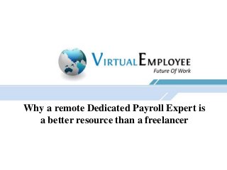 Why a remote Dedicated Payroll Expert is
a better resource than a freelancer
 