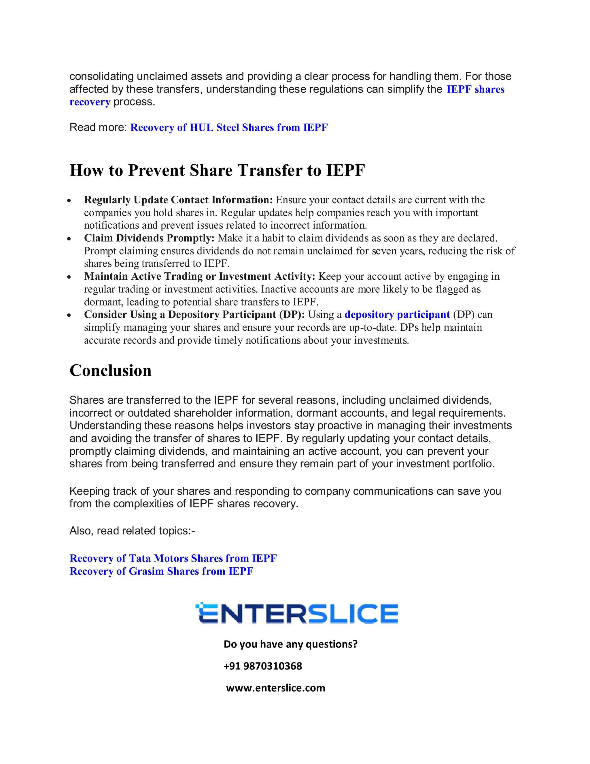 Why Are Shares Transferred to the Investor Education and Protection ...