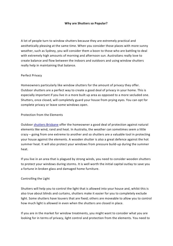 Why are Shutters so Popular?