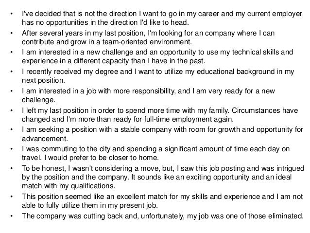 why are you leaving your job sample answers reason for leaving current job