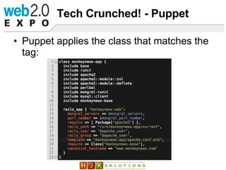 Tech Crunched! - Puppet <ul><li>Puppet applies the class that matches the tag: </li></ul>